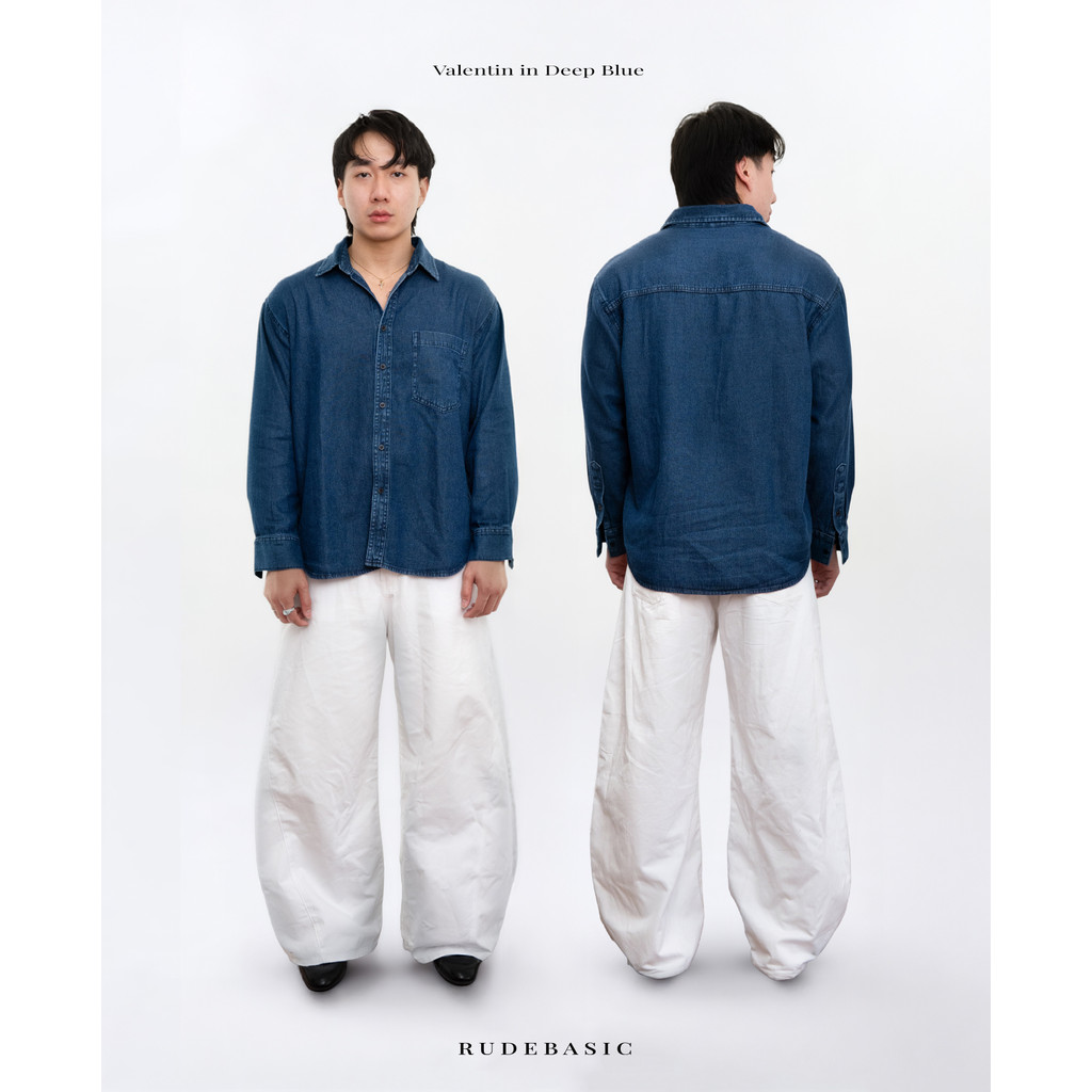 RUDEBASIC - Valentin Denim Overshirt | Cotton Denim | Kemeja denim | Kemeja jeans | Kemeja unisex