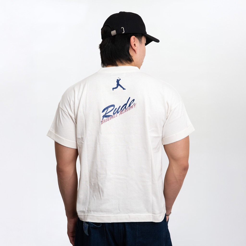 RUDEBASIC - B.White Baseball Roll up Tiny Tee | Unisex | Baju lengan gulung | tiny tee | fitted tee