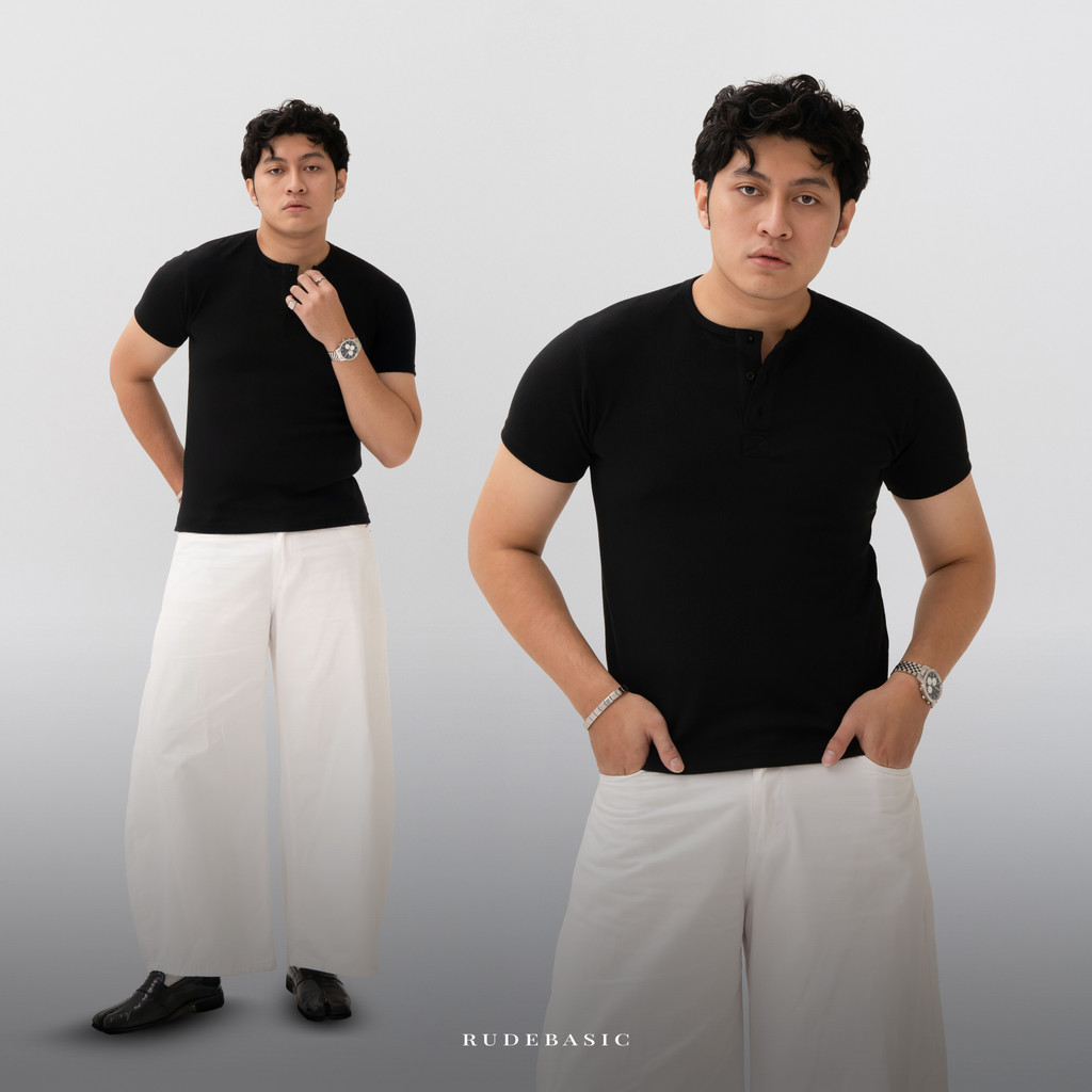 RUDEBASIC - Toji Rib Fitted Short Henley
