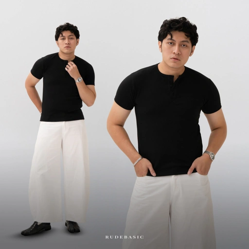 Image of RUDEBASIC - Toji Rib Fitted Short Henley