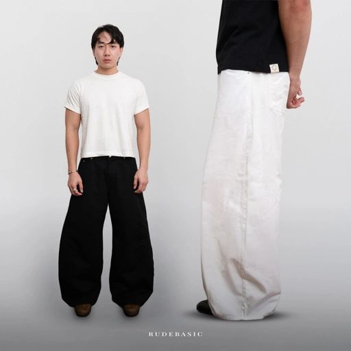 Image of RUDEBASIC - John Barrel Pants | Fine Cotton Twill | Unisex | Celana barrel | Celana balon | Celana panjang