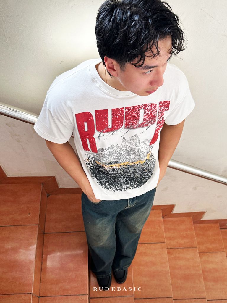 RUDEBASIC - Camping Tiny Tee | Heavy Weight | Kaos Pria | Kaos vintage