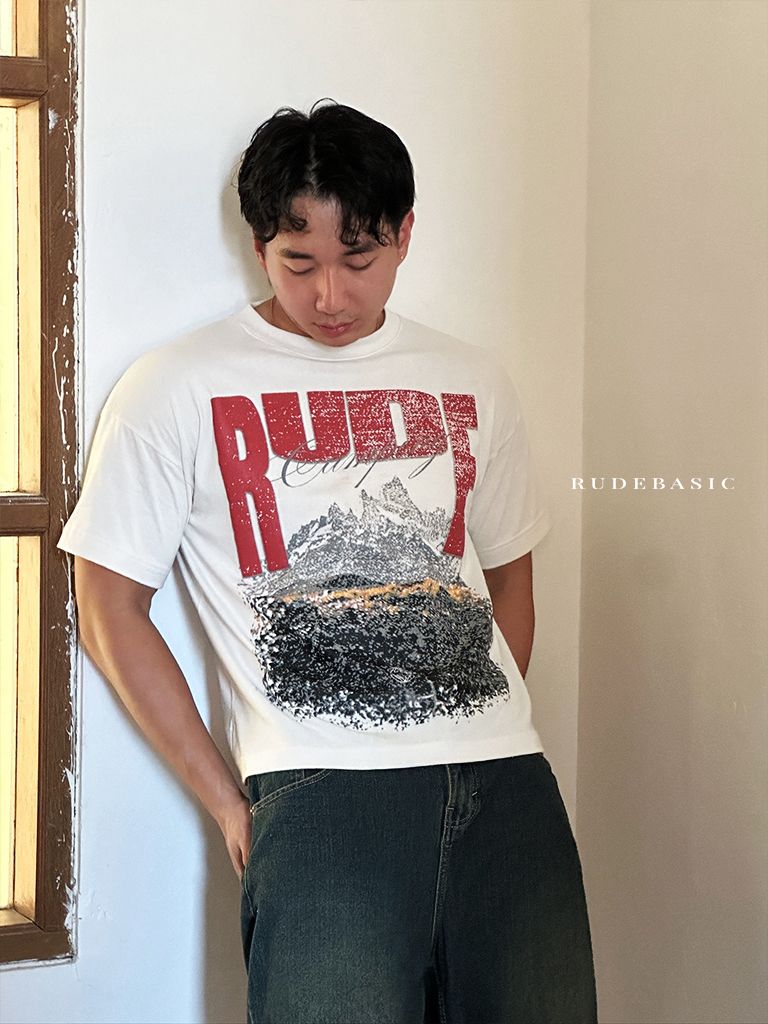 RUDEBASIC - Camping Tiny Tee | Heavy Weight | Kaos Pria | Kaos vintage