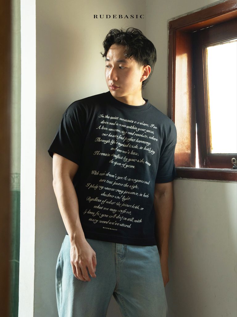 RUDEBASIC - Letters Tiny Tee | Heavy Weight | Kaos Pria | Kaos vintage
