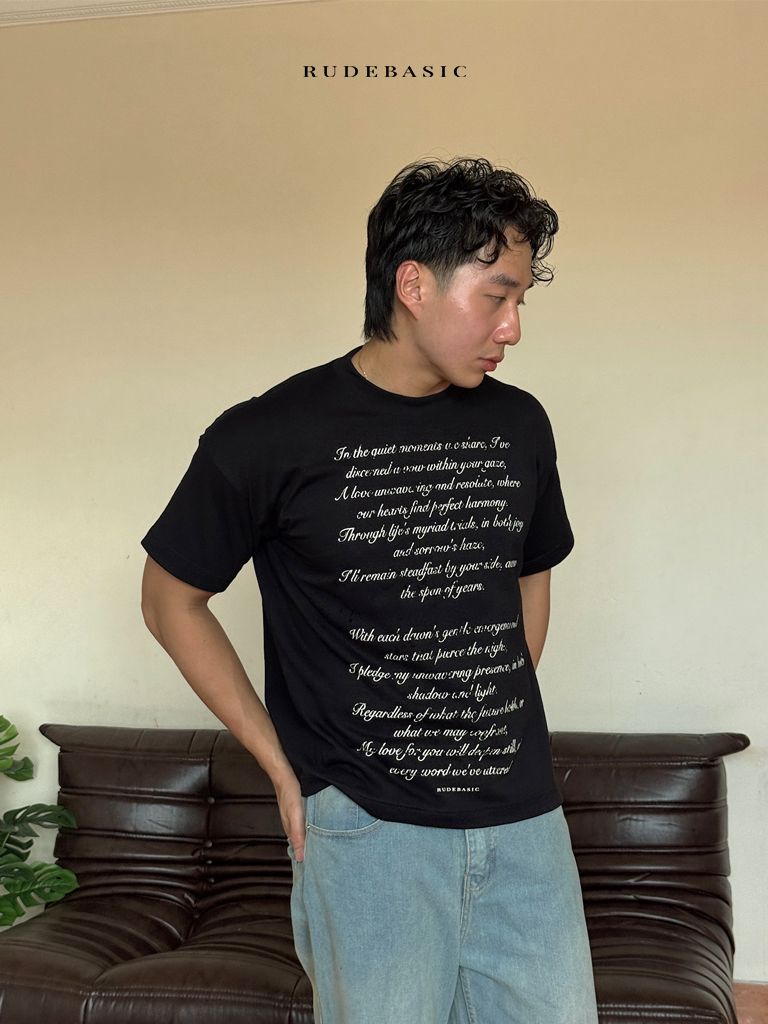 RUDEBASIC - Letters Tiny Tee | Heavy Weight | Kaos Pria | Kaos vintage