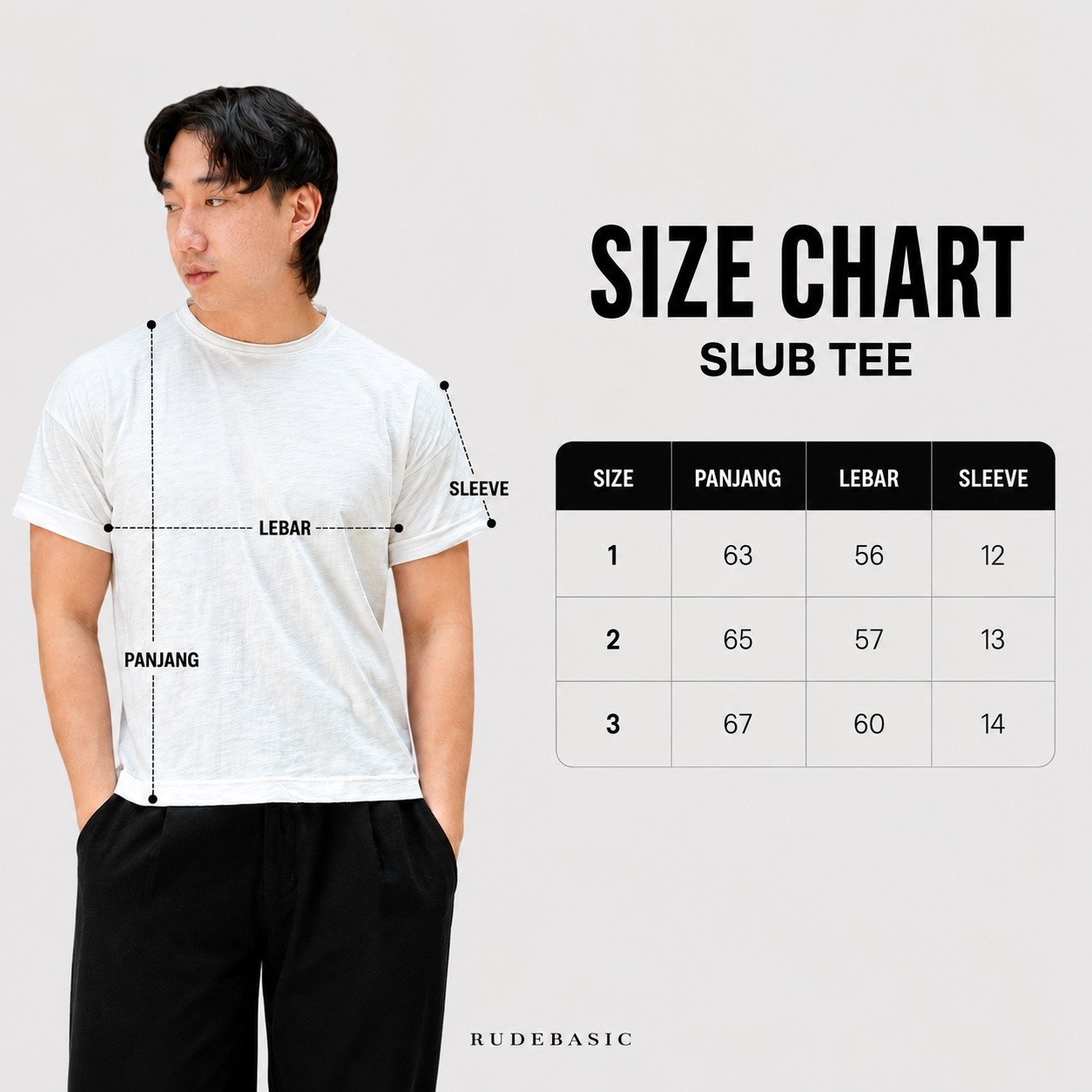 RUDEBASIC - Asa Cotton Slub Tiny Tee | 100% Cotton | Black, White