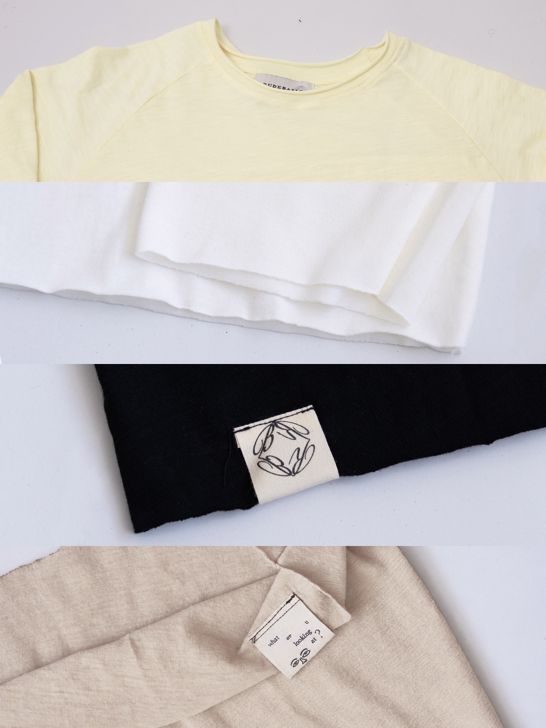 RUDEBASIC - Breez Slub Raglan Boxy Longsleeve | 100% Cotton | White, Black, Coconut, Butter