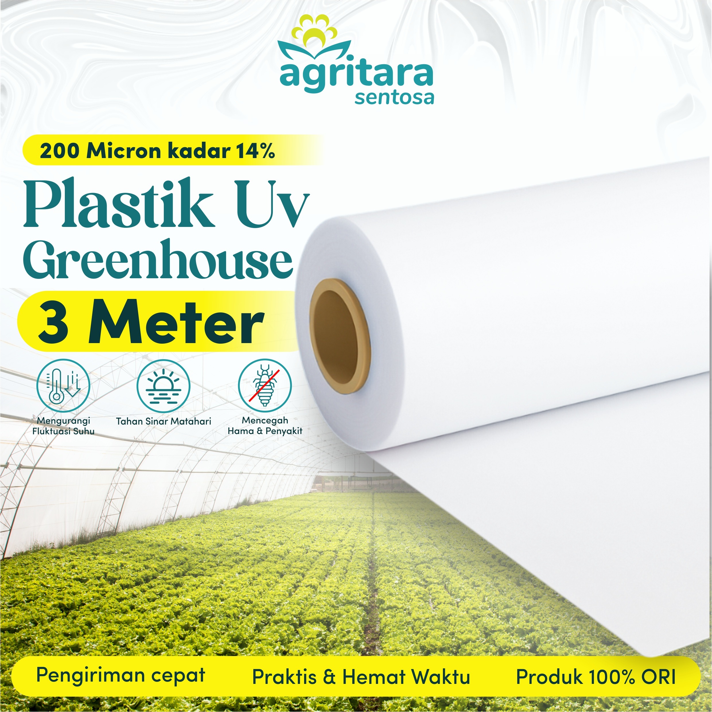 Plastik UV Greenhouse Lebar 3 Meter - Full Additive