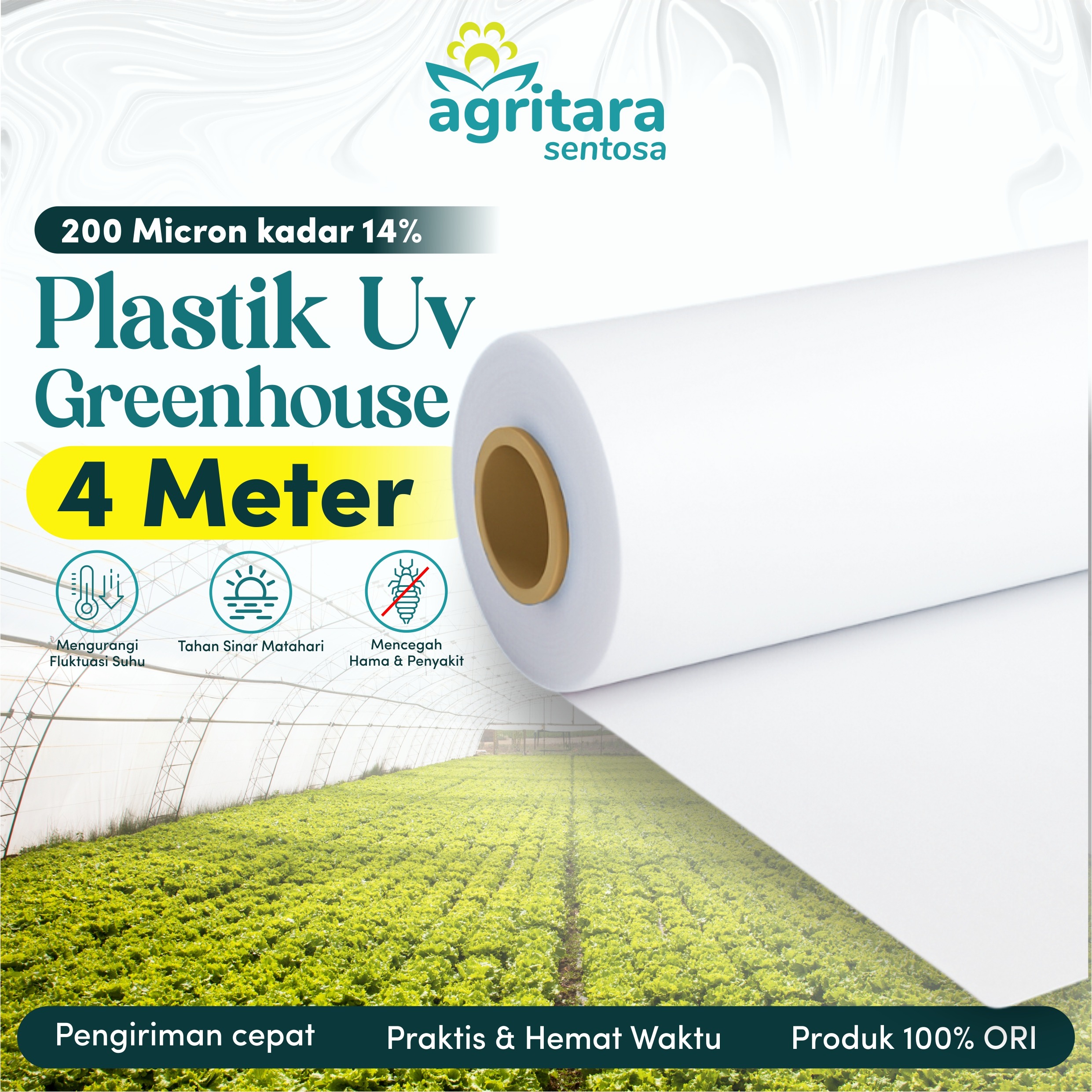 Plastik UV Greenhouse Lebar 4 Meter - Full Additive