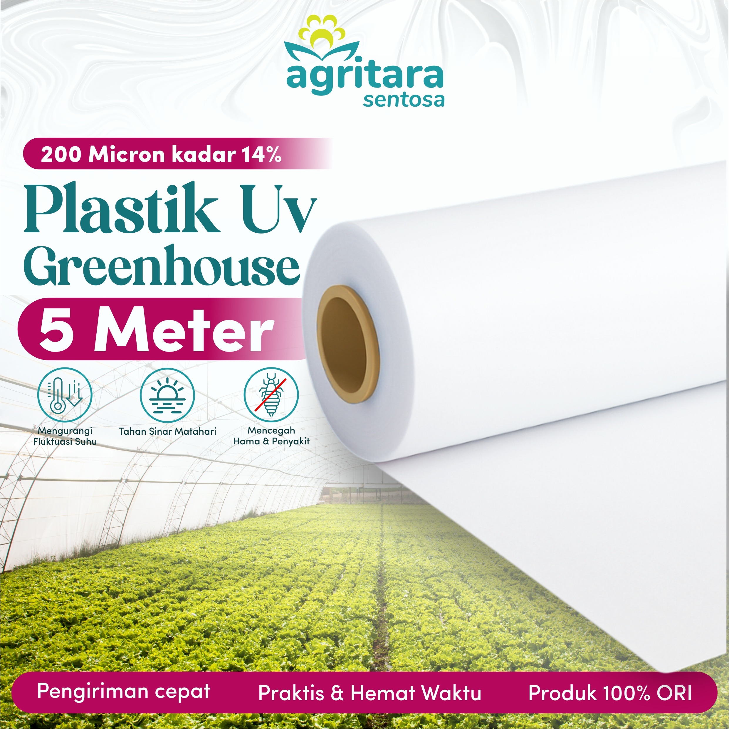 Plastik UV Greenhouse Lebar 5 Meter - Full Additive