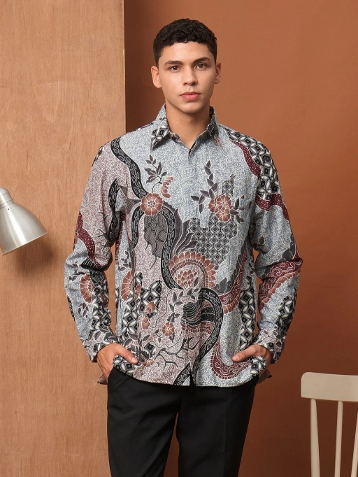 Image of Batik Ayman - ARUNIKA SOFT BLUE LENGAN PANJANG | Kemeja Batik Pria Katun Dobby / Dobby Premium