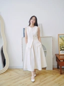 June Pleat Flare In Vanilla