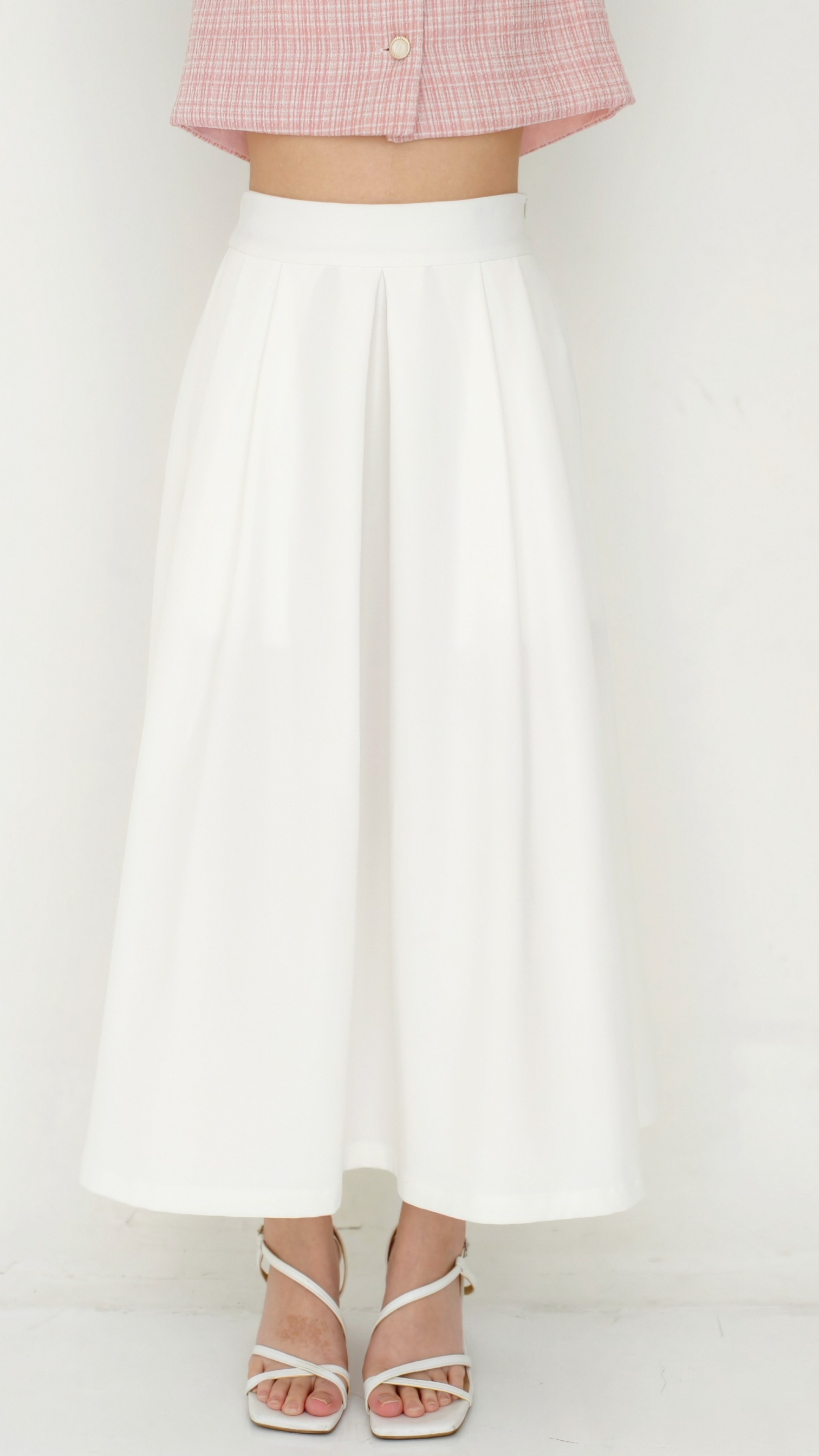 June Pleat Flare In White