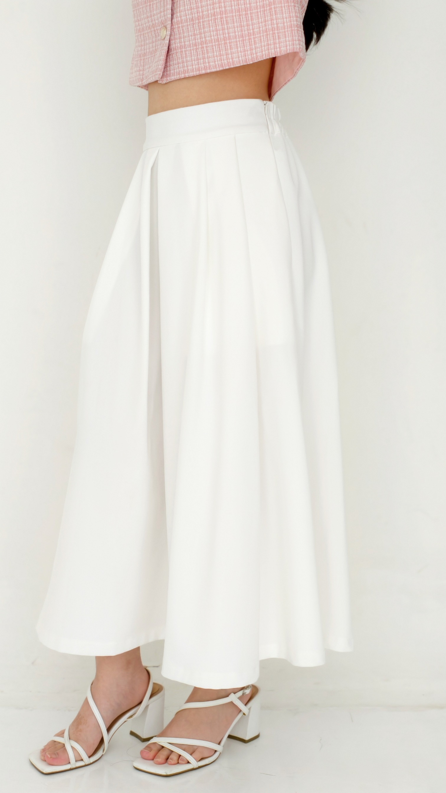 June Pleat Flare In White