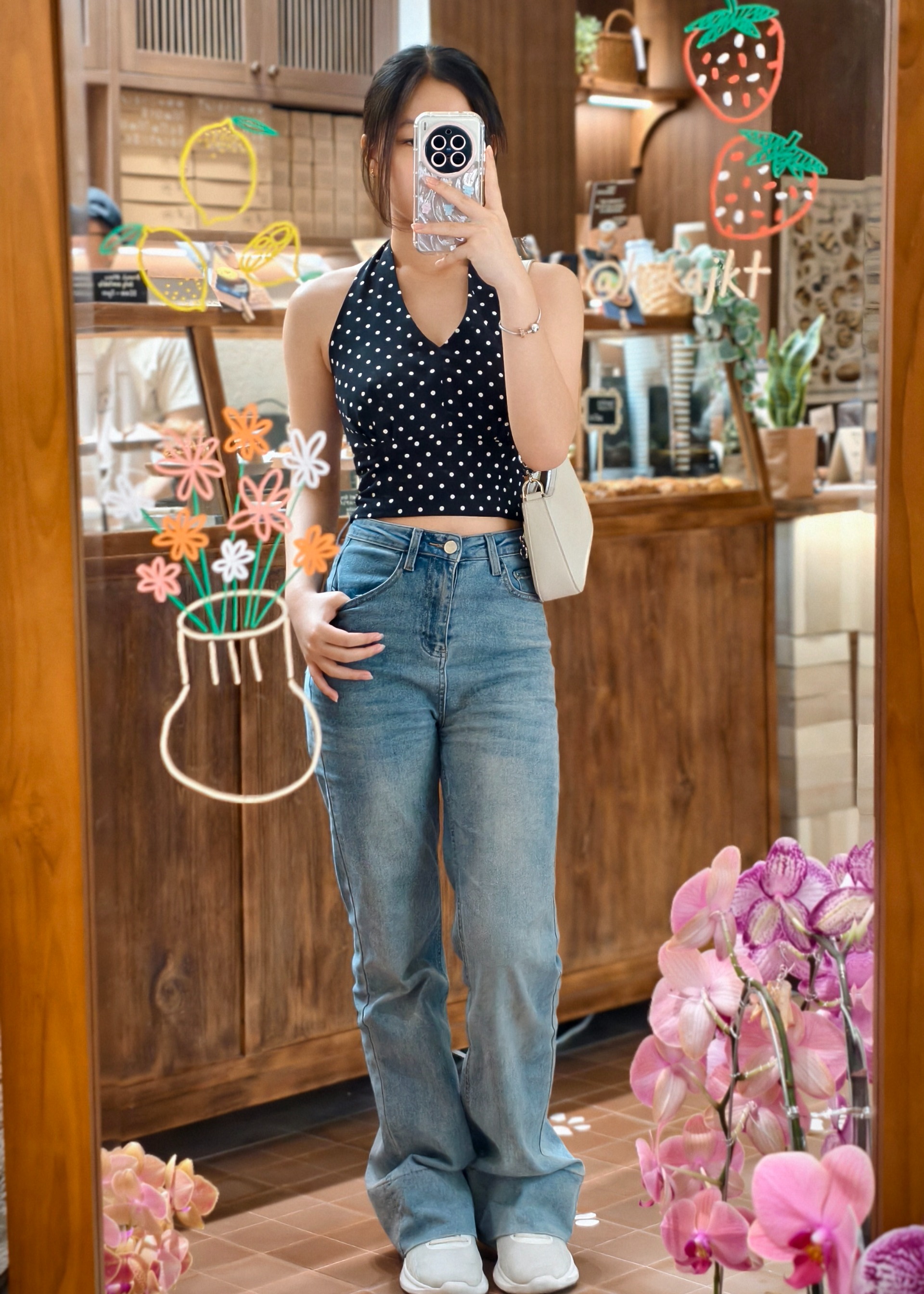 Poka Top Polkadot In Black