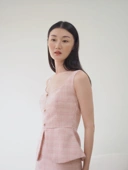 Kate Fitted Tweed Top In Pink