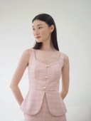Kate Fitted Tweed Top In Pink