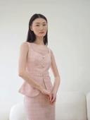 Kate Fitted Tweed Top In Pink