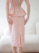 Victoria Fitted Tweed Skirt In Pink