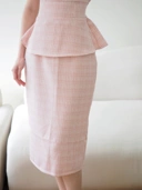 Victoria Fitted Tweed Skirt In Pink