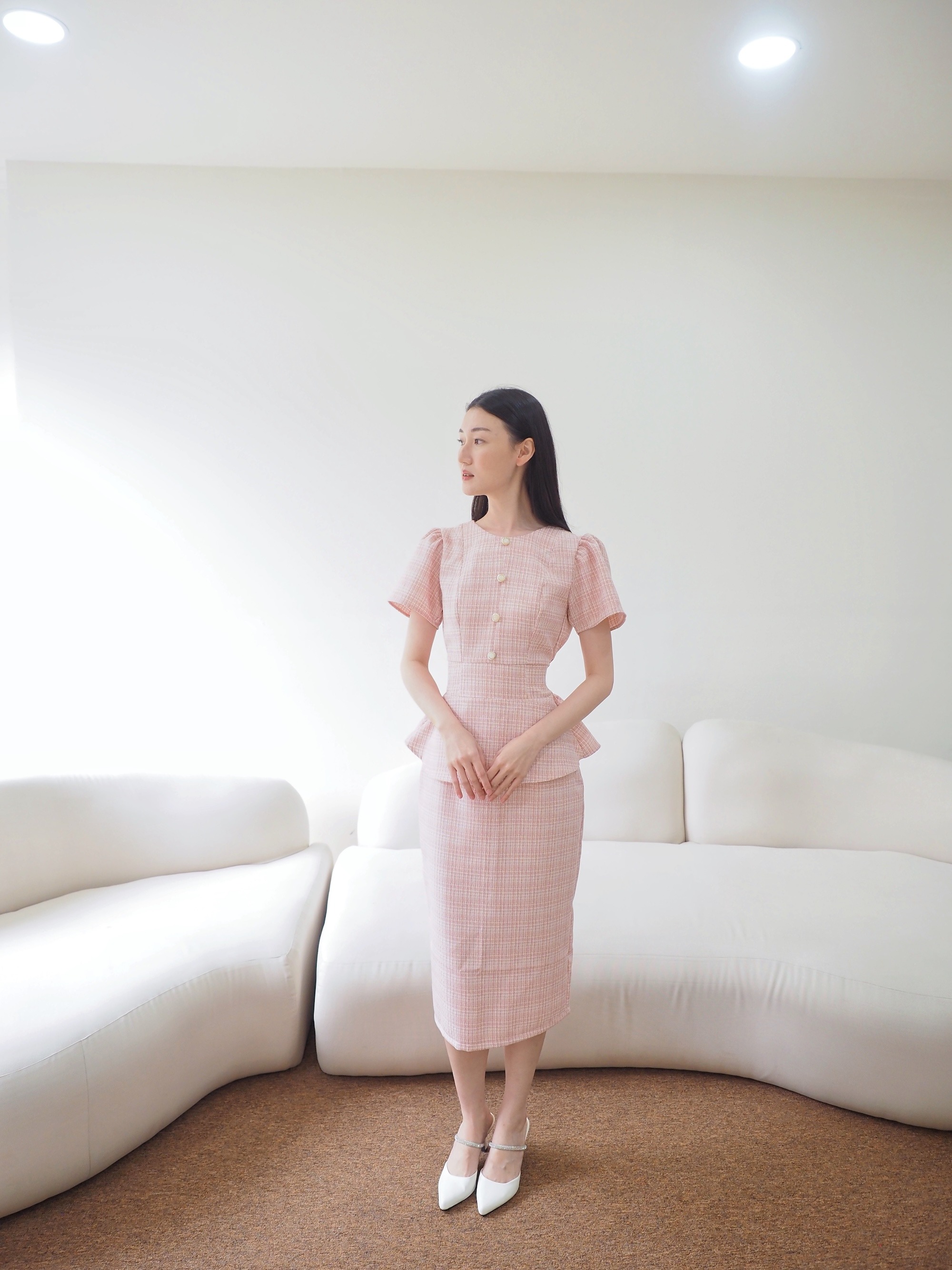 Diana Tweed Blouse In Pink