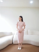 Diana Tweed Blouse In Pink
