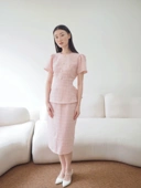 Diana Tweed Blouse In Pink