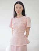Diana Tweed Blouse In Pink