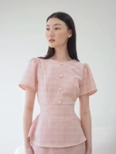 Diana Tweed Blouse In Pink