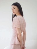 Diana Tweed Blouse In Pink