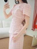 Diana Tweed Blouse In Pink
