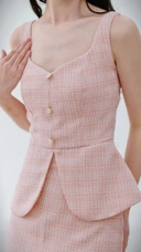 Kate Fitted Tweed Top In Pink