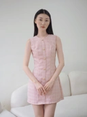 Anne Fitted Tweed Dress In Pink