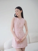 Anne Fitted Tweed Dress In Pink