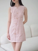Anne Fitted Tweed Dress In Pink
