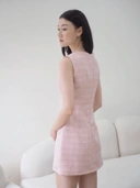 Anne Fitted Tweed Dress In Pink