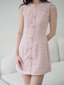 Anne Fitted Tweed Dress In Pink