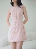 Anne Fitted Tweed Dress In Pink