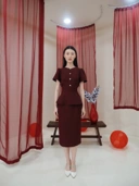 Diana Tweed Blouse In Red