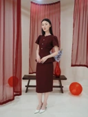 Diana Tweed Blouse In Red
