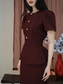 Diana Tweed Blouse In Red