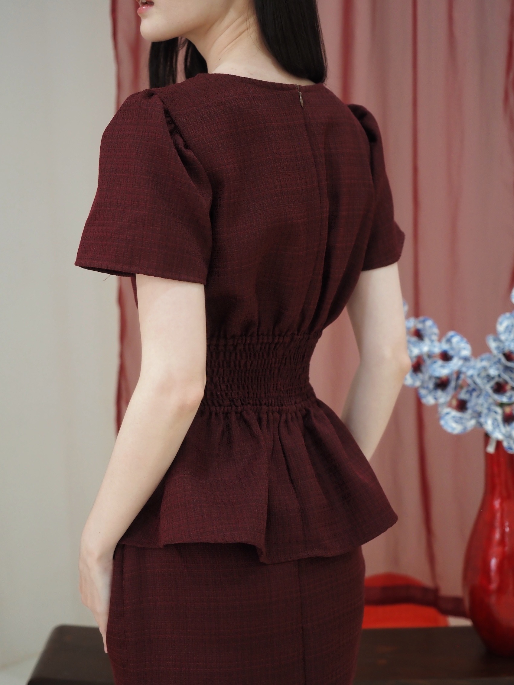 Diana Tweed Blouse In Red