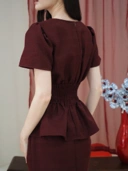 Diana Tweed Blouse In Red