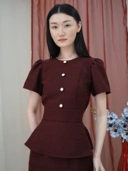 Diana Tweed Blouse In Red