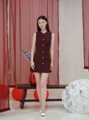 Anne Fitted Tweed Dress In Red