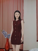Anne Fitted Tweed Dress In Red