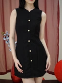 Anne Fitted Tweed Dress In Black