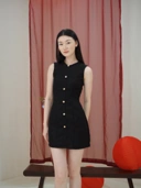 Anne Fitted Tweed Dress In Black