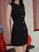 Anne Fitted Tweed Dress In Black