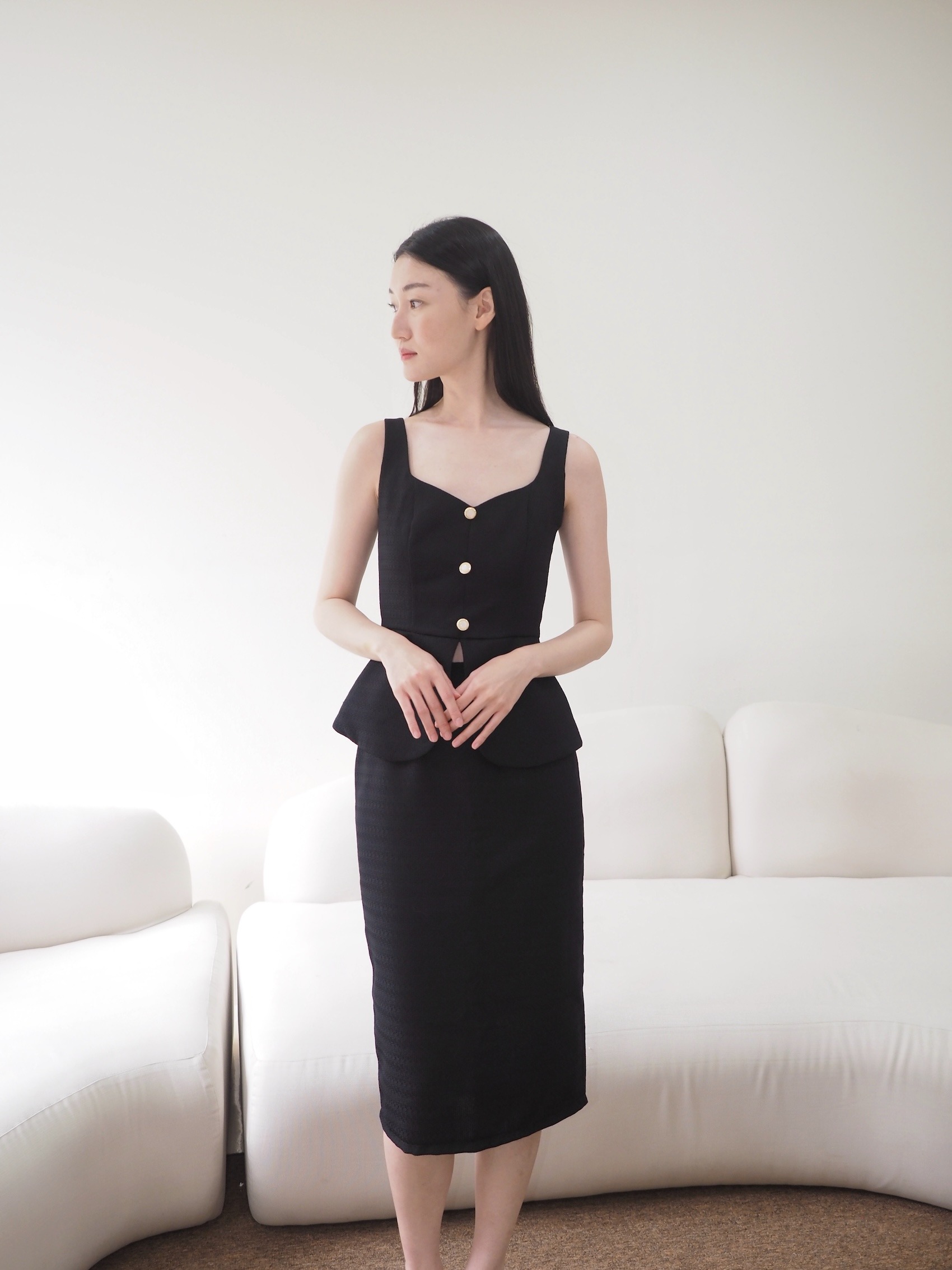 Kate Fitted Tweed In Black 